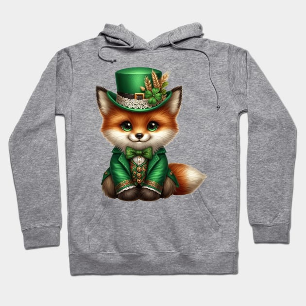 St Patricks Fox Hoodie by Chromatic Fusion Studio